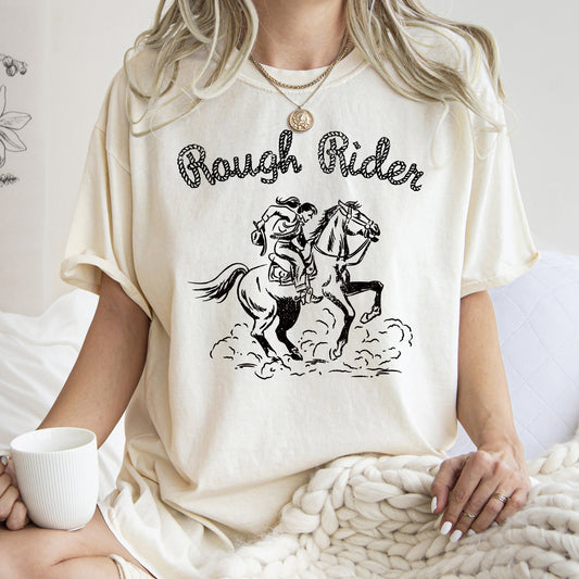 Rough Rider, Rodeo, Cowgirl, Horse, Bronco, Cowboy Tshirt Comfort Colors T-Shirt