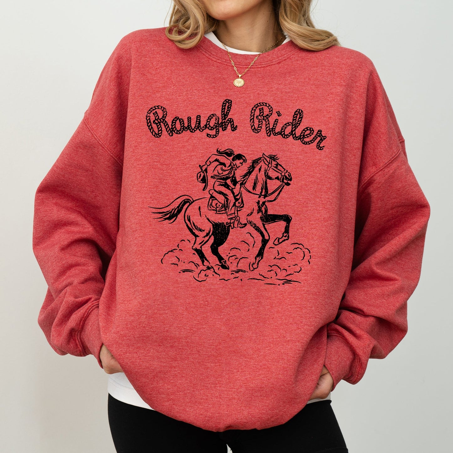 Rough Rider, Rodeo, Cowgirl, Horse, Bronco Cowboy Sweatshirt