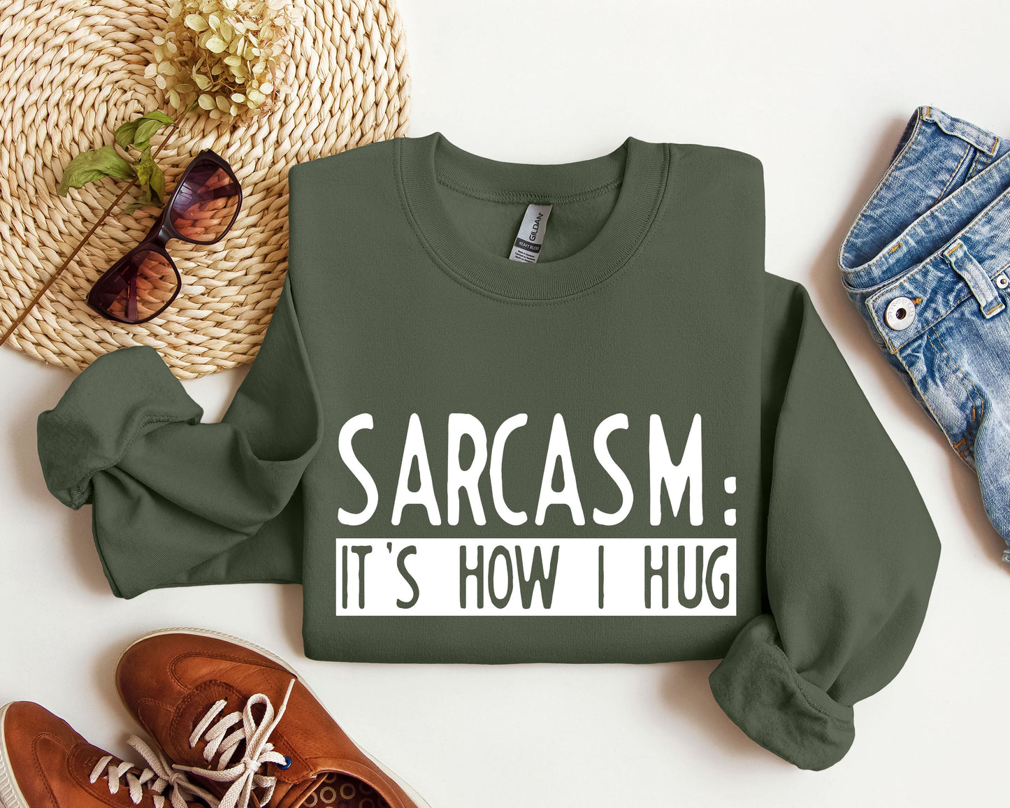 Funny Sarcasm It's How I Hug Sweatshirt, Sarcastic College Sweatshirt