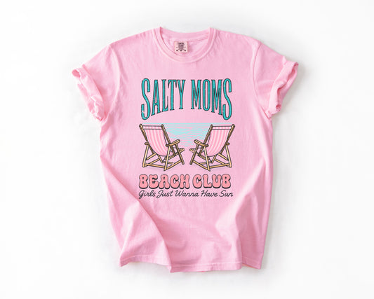Salty Moms Beach Club, Summer, Beach, Sea Life, Outdoor, Travel, Western, Country, Comfort Colors T-Shirt