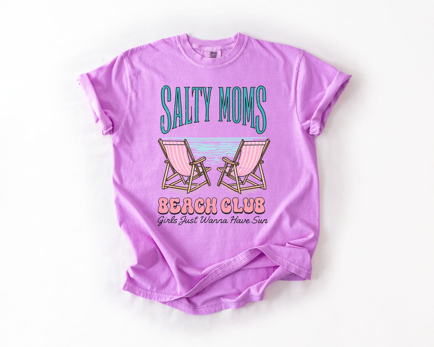 Salty Moms Beach Club, Summer, Beach, Sea Life, Outdoor, Travel, Western, Country, Comfort Colors T-Shirt