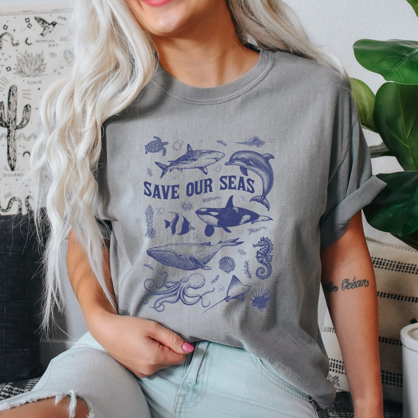 Save Our Seas, Vintage Comfort Colors Tshirt, Ocean Life, Nature Tee, Comfort Colors Tshirt