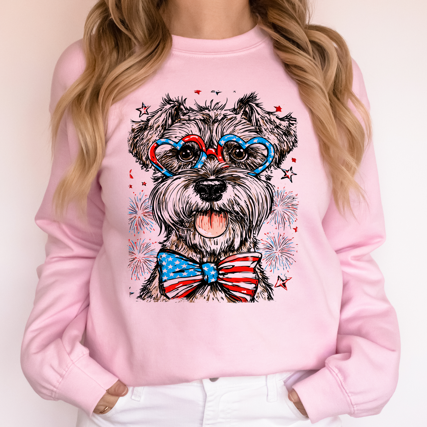 Schnauzer Patriotic Dog, USA, America, Pet Lover, 4th of July Sweatshirt