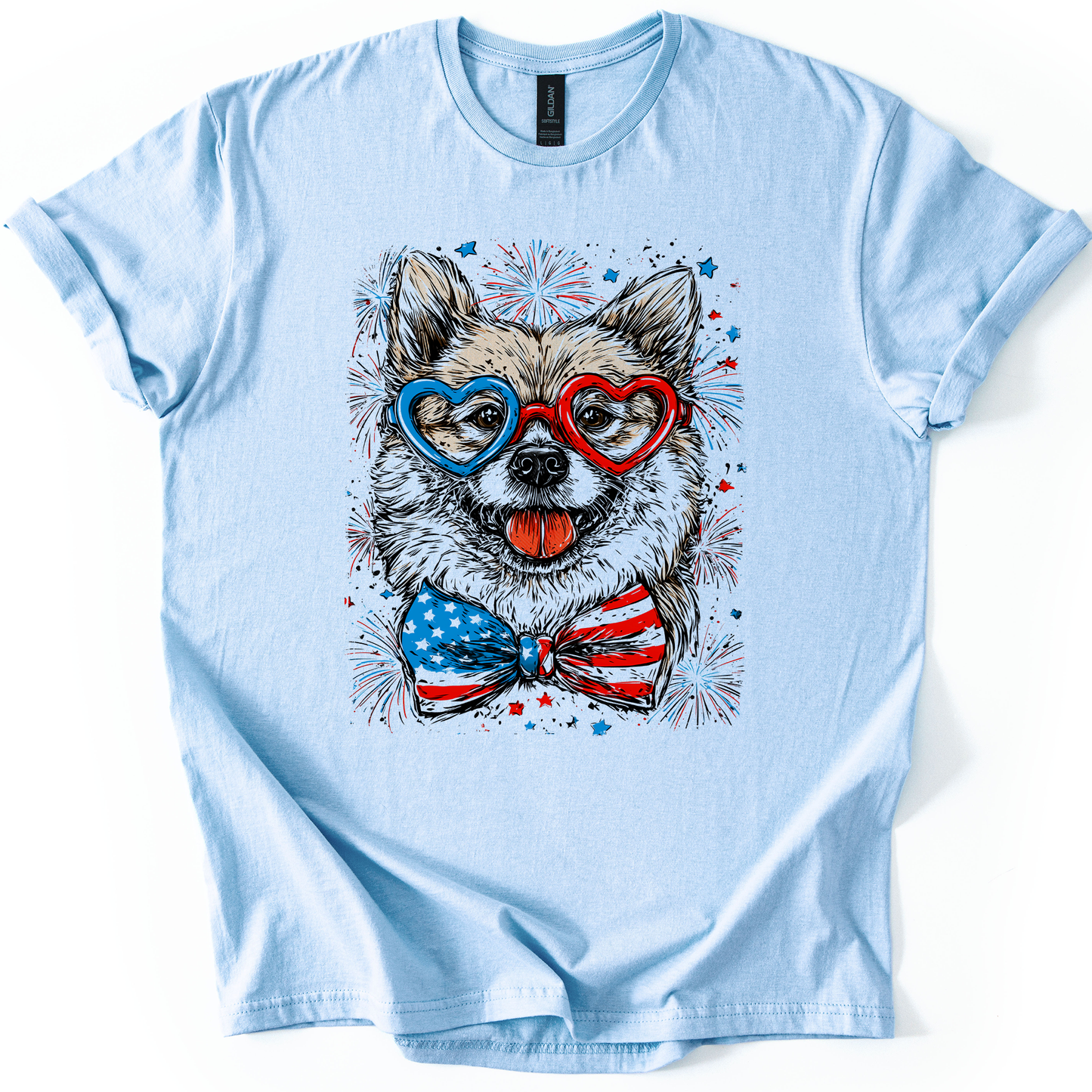 Shiba Inu Patriotic Dog, USA, America, Pet Lover, 4th of July, Soft Style T-Shirt