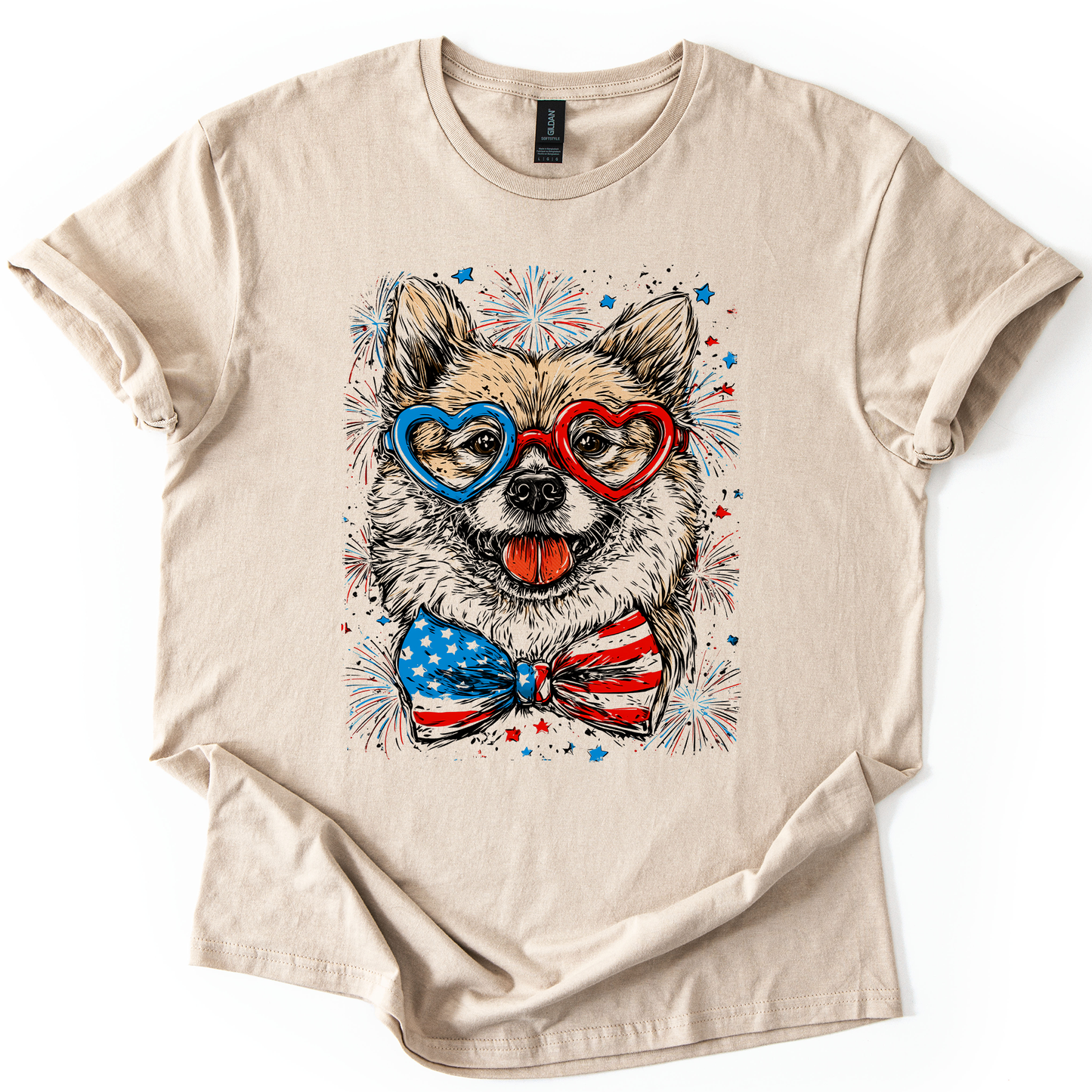 Shiba Inu Patriotic Dog, USA, America, Pet Lover, 4th of July, Soft Style T-Shirt