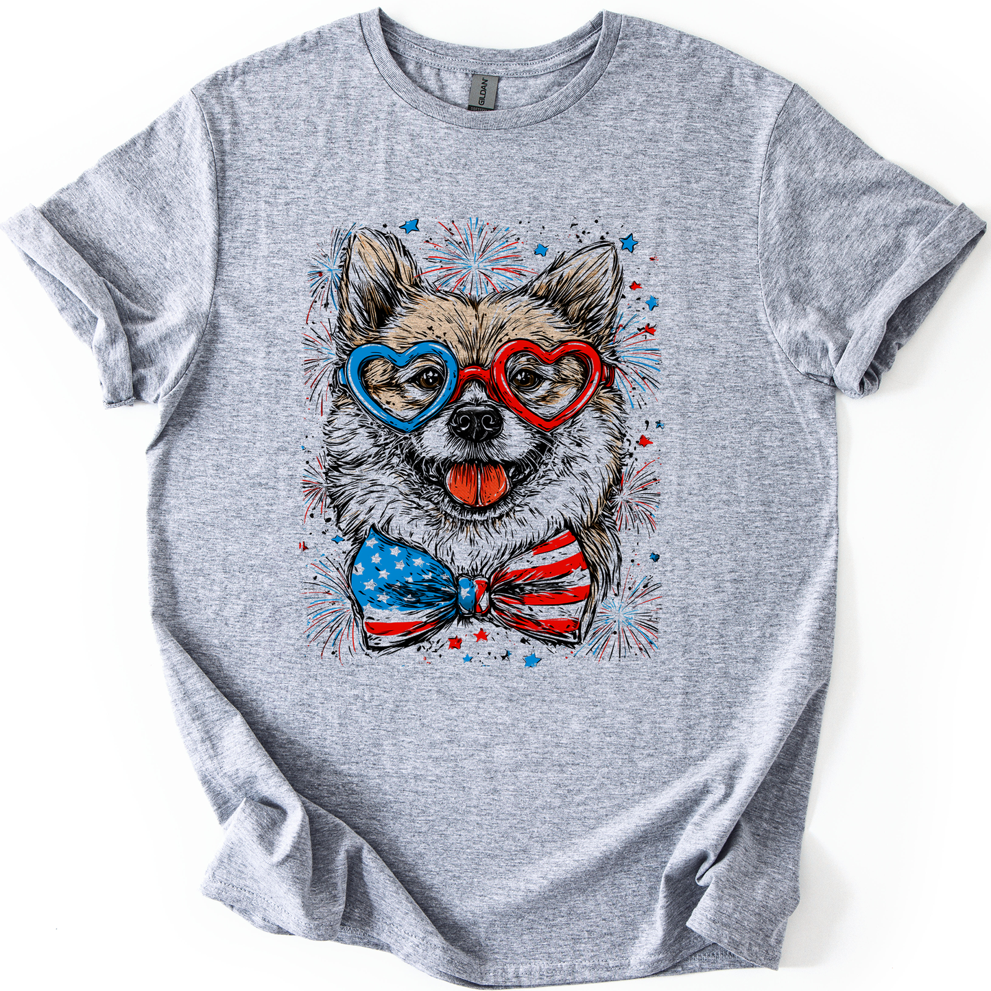 Shiba Inu Patriotic Dog, USA, America, Pet Lover, 4th of July, Soft Style T-Shirt