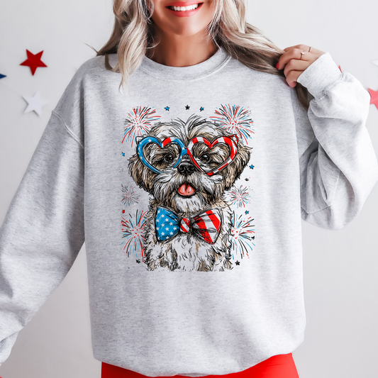 Shih Tzu Patriotic Dog, USA, America, Pet Lover, 4th of July Sweatshirt