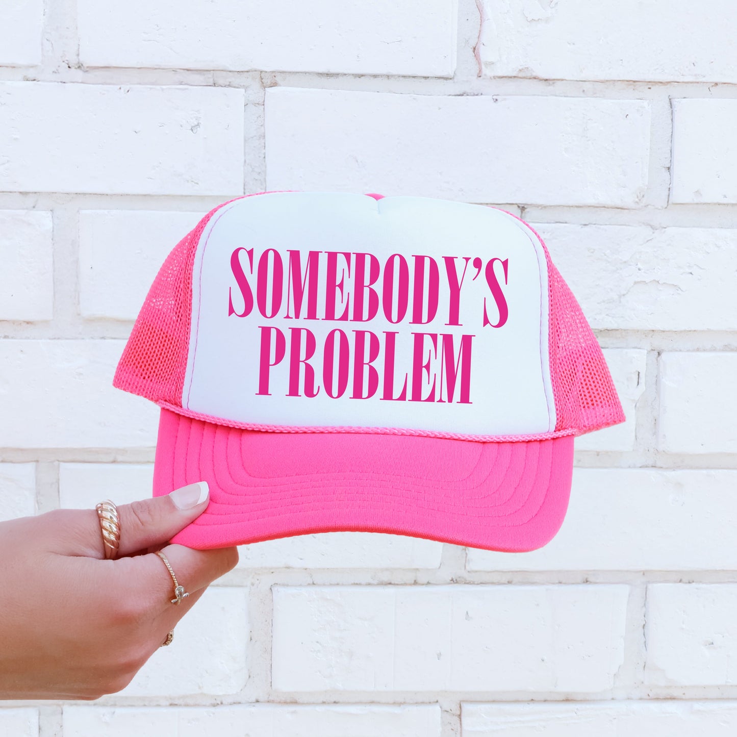 Somebody’s Problem, Sassy, Funny, Bright Pink Snapback Trucker Hat