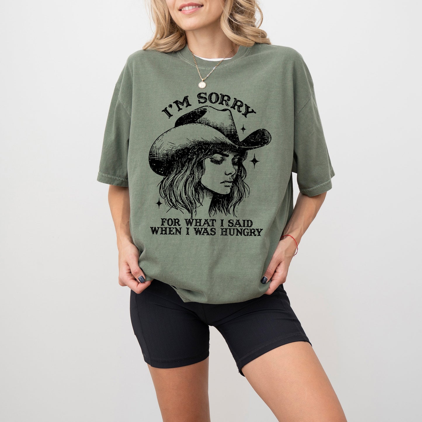 Sorry For What I Said When I Was Hungry, Cowgirl, Funny, Meme, Aesthetic, Sassy, Tshirt Comfort Colors T-Shirt