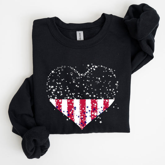 Star Hearts, Red White Blue, 4th of July Sweatshirt