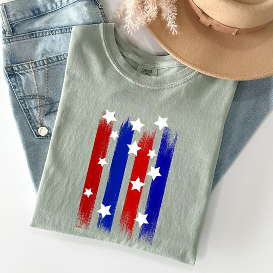 Stars, Strips, Red White Blue, Patriotic, America, Tshirt Comfort Colors T-Shirt