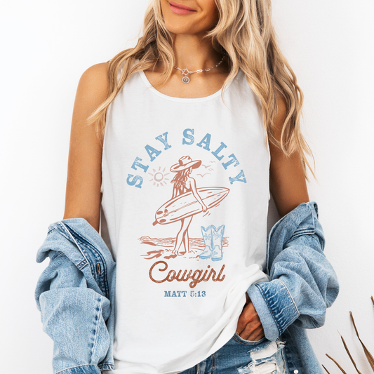 Stay Salty Cowgirl, Summer, Beach, Hot Girl Summer, Sunshine Comfort Colors Tank Top