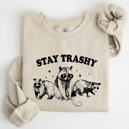 Stay Trashy, Racoon, Possum, Aesthetic, Meme, Funny Sweatshirt
