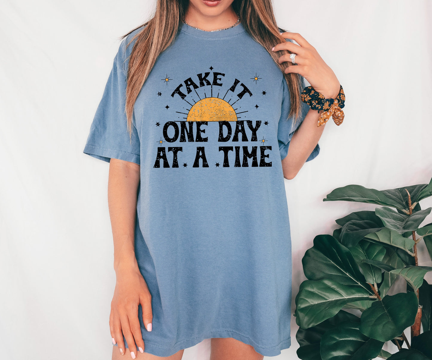 Take It One Day At A Time, Let Go, Mental Health, Self Care, Positivity, Sun, Stars, Tshirt Comfort Colors T-Shirt