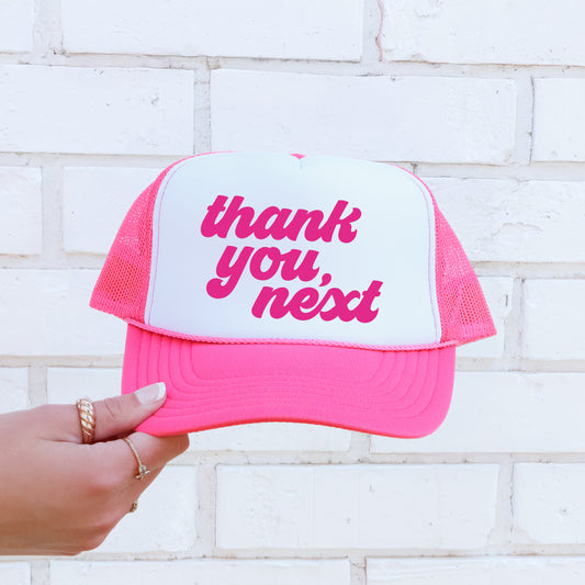 Thank You Next, Sassy, Funny, Bright Pink Snapback Trucker Hat