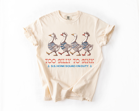 Too Silly To Sink, Goose, Funny, Beach, Summer, Travel, Vacation, Holiday, Sun, Comfort Colors T-Shirt
