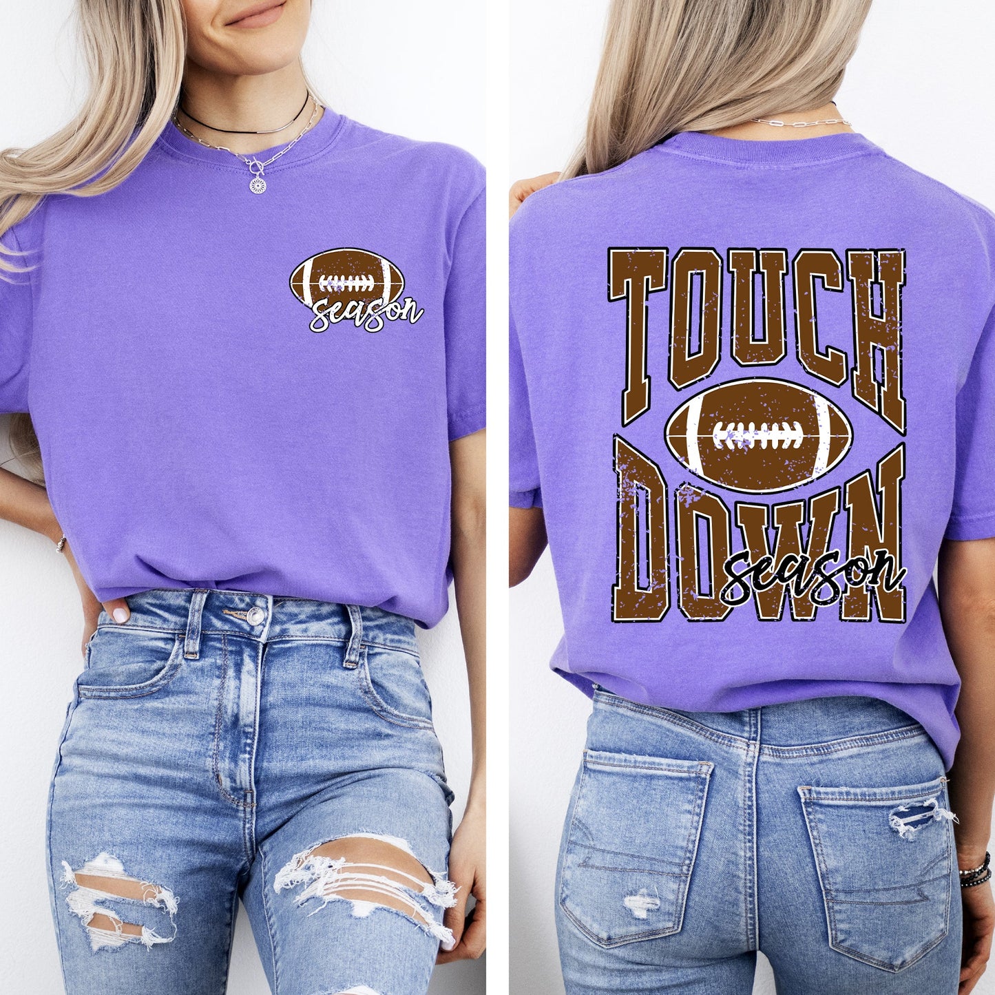Touchdown Season, Front and Back, Football, Sports, Game Day, Big Game, Tailgate Party Tshirt Comfort Colors T-Shirt