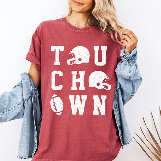 Touchdown, Helmet, Football, Sports, Game Day, Big Game, Tailgate Party Tshirt Comfort Colors T-Shirt