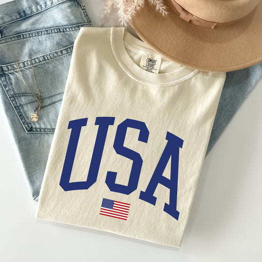 USA Flag, America, Patriotic, Blue, 4th of July Tshirt Comfort Colors T-Shirt