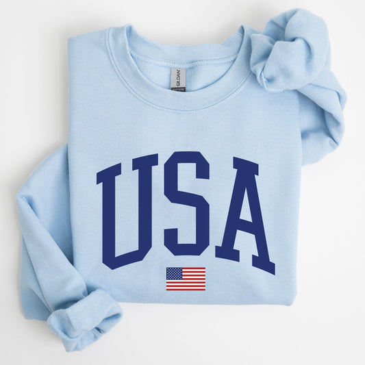 USA Flag, Blue, America, Patriotic, 4th of July Sweatshirt
