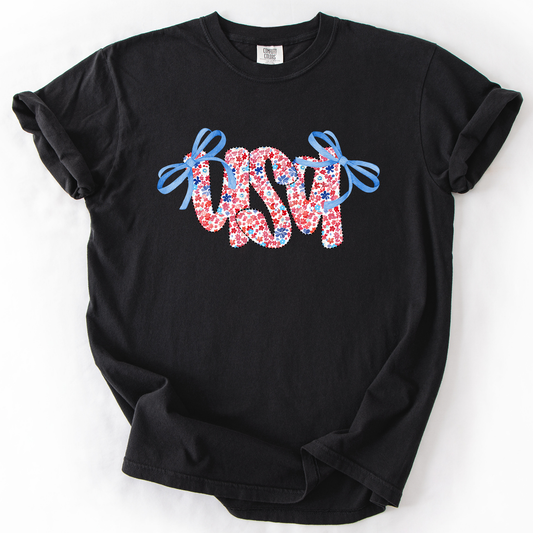 USA Ribbons, Coquette, Fourth of July, America, Patriotic, USA, Comfort Colors T-Shirt