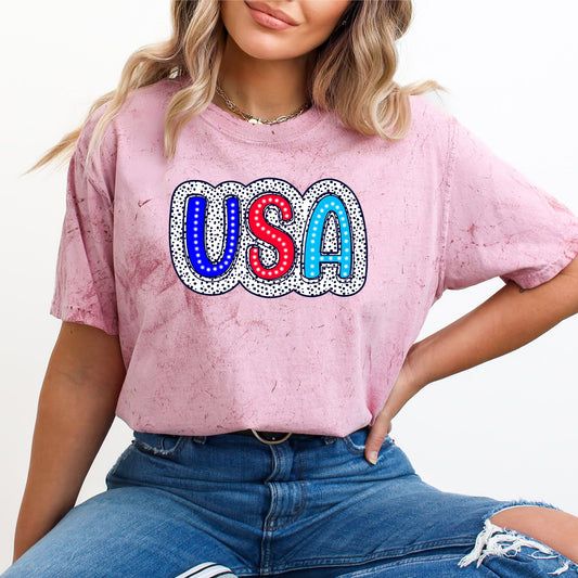 USA, Dalmatian Print, Patriotic, Red, White, Blue, America, 4th of July, Color Blast Tshirt Comfort Colors T-Shirt