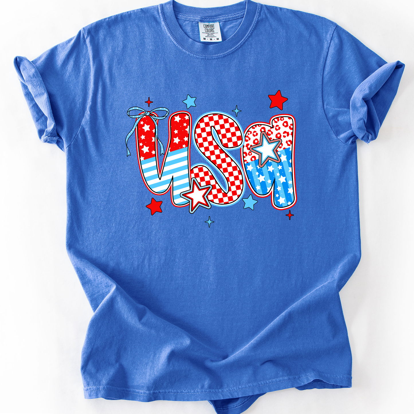 USA, Patriotic Patterns, Bow, Fourth of July, America, Comfort Colors T-Shirt
