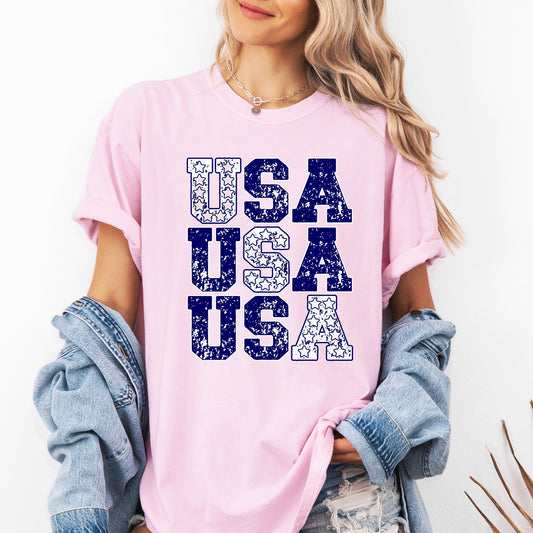 USA, Retro Patriotic, America, Stars, Blue, 4th of July Tshirt Comfort Colors T-Shirt