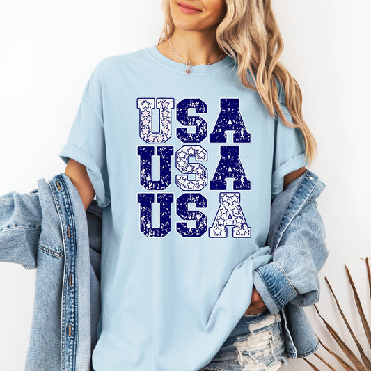 USA, Retro Patriotic, America, Stars, Blue, 4th of July Tshirt Comfort Colors T-Shirt