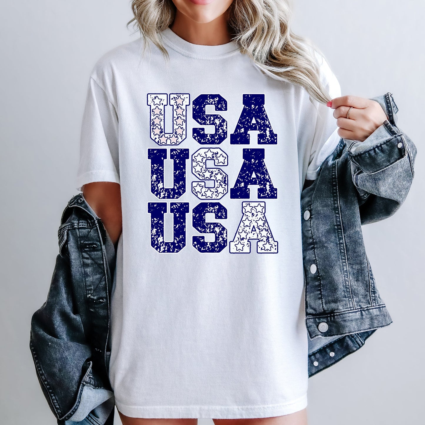 USA, Retro Patriotic, America, Stars, Blue, 4th of July Tshirt Comfort Colors T-Shirt