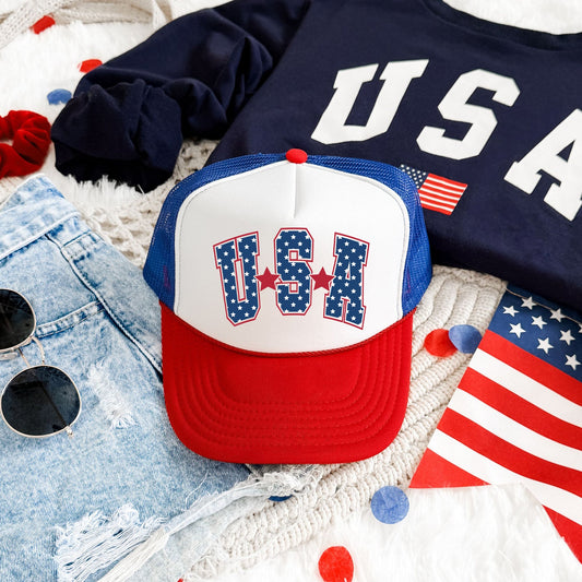 USA, Stars, Bright, Patriotic, Snapback Trucker Hat