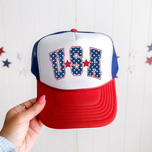 USA, Stars, Bright, Patriotic, Snapback Trucker Hat