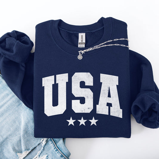 USA, Stars, Retro, Patriotic, America, 4th of July Sweatshirt