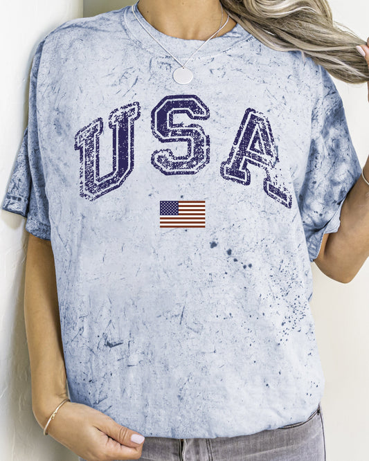 USA, Patriotic Flag, America, Retro, Vintage, Independence Day, 4th of July, Comfort Colors, Color Blast Tshirt