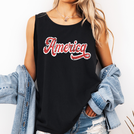 Vintage America, Fourth of July, America, Patriotic, USA Comfort Colors Tank Top