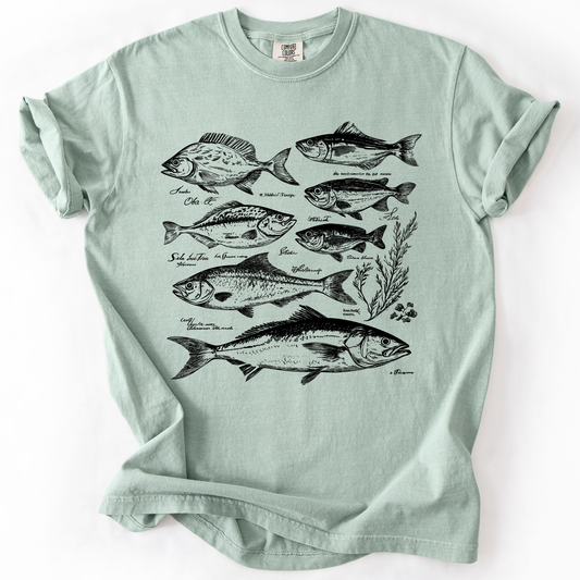 Vintage Fish, Retro Print, Classic, Fishing, Comfort Colors T-Shirt