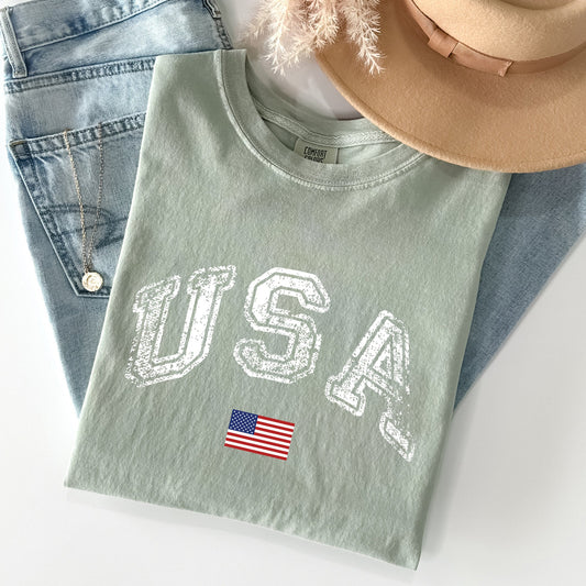 Vintage USA, Retro Flag America Patriotic 4th of July Tshirt Comfort Colors T-Shirt