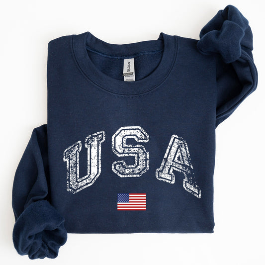 Vintage USA, Retro Flag, America, 4th of July Sweatshirt