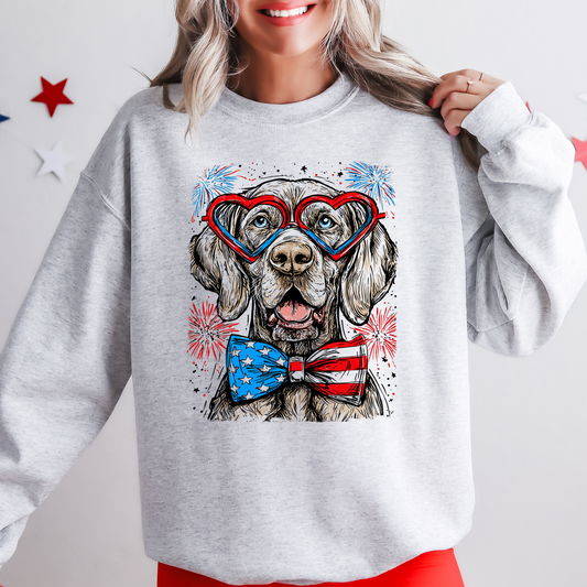 Weimaraner Patriotic Dog, USA, America, Pet Lover, 4th of July Sweatshirt