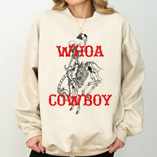 Whoa Cowboy, Horse, Bronco Ride, Rodeo, Skeleton, Sweatshirt