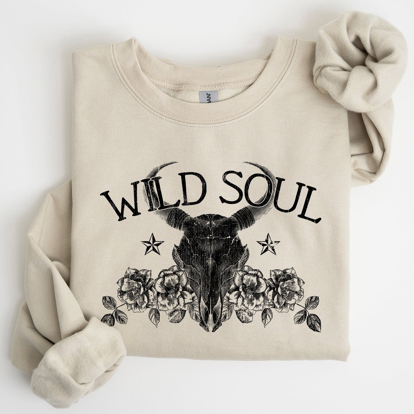 Wild Soul, Cow Skull, Western, Desert Sweatshirt