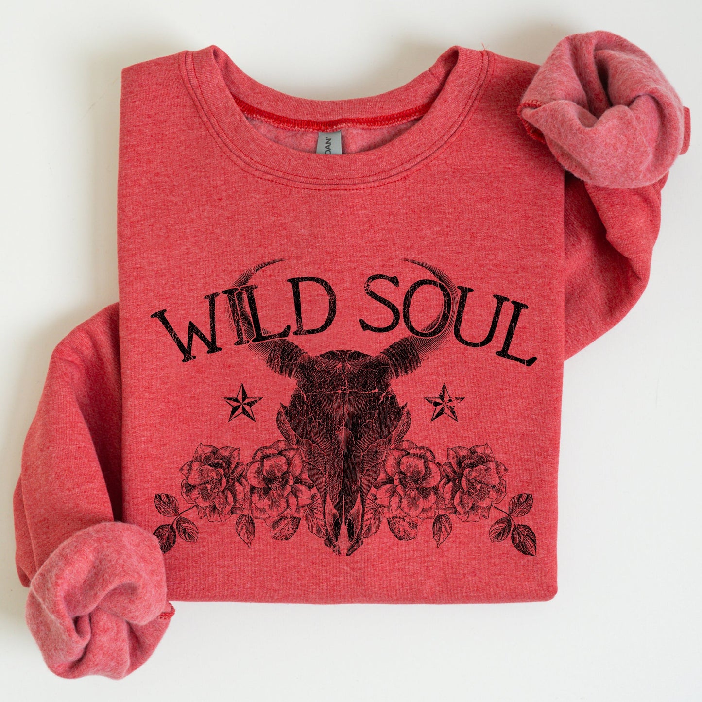 Wild Soul, Cowboy, Skull, Roses, Country, Cowgirl Sweatshirt