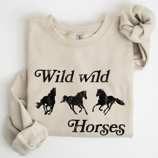 Wild Wild Horses, Country, Cowboy, Retro, Cowgirl Sweatshirt