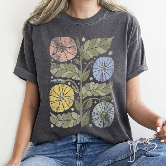 Boho Folk Art Chic Flower Comfort Colors Tshirt