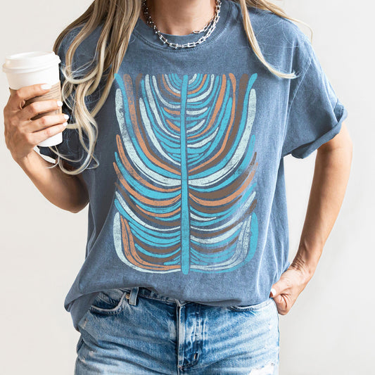 Boho Folk Art Vintage Stripe Floral Comfort Colors Tshirt