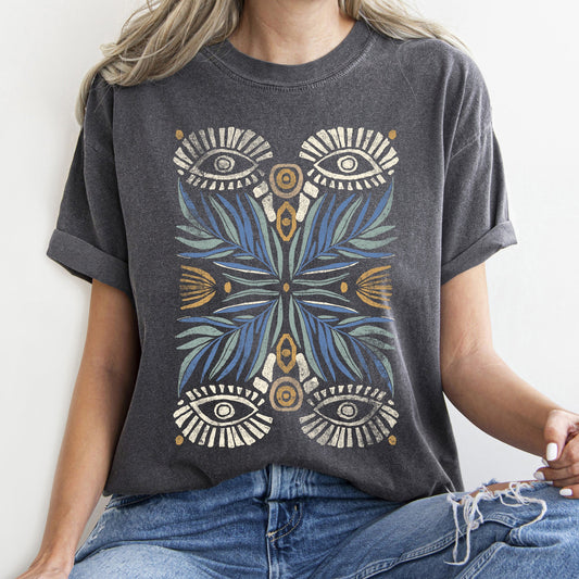 Boho Folk Art Vintage Mystical Floral Comfort Colors Tshirt