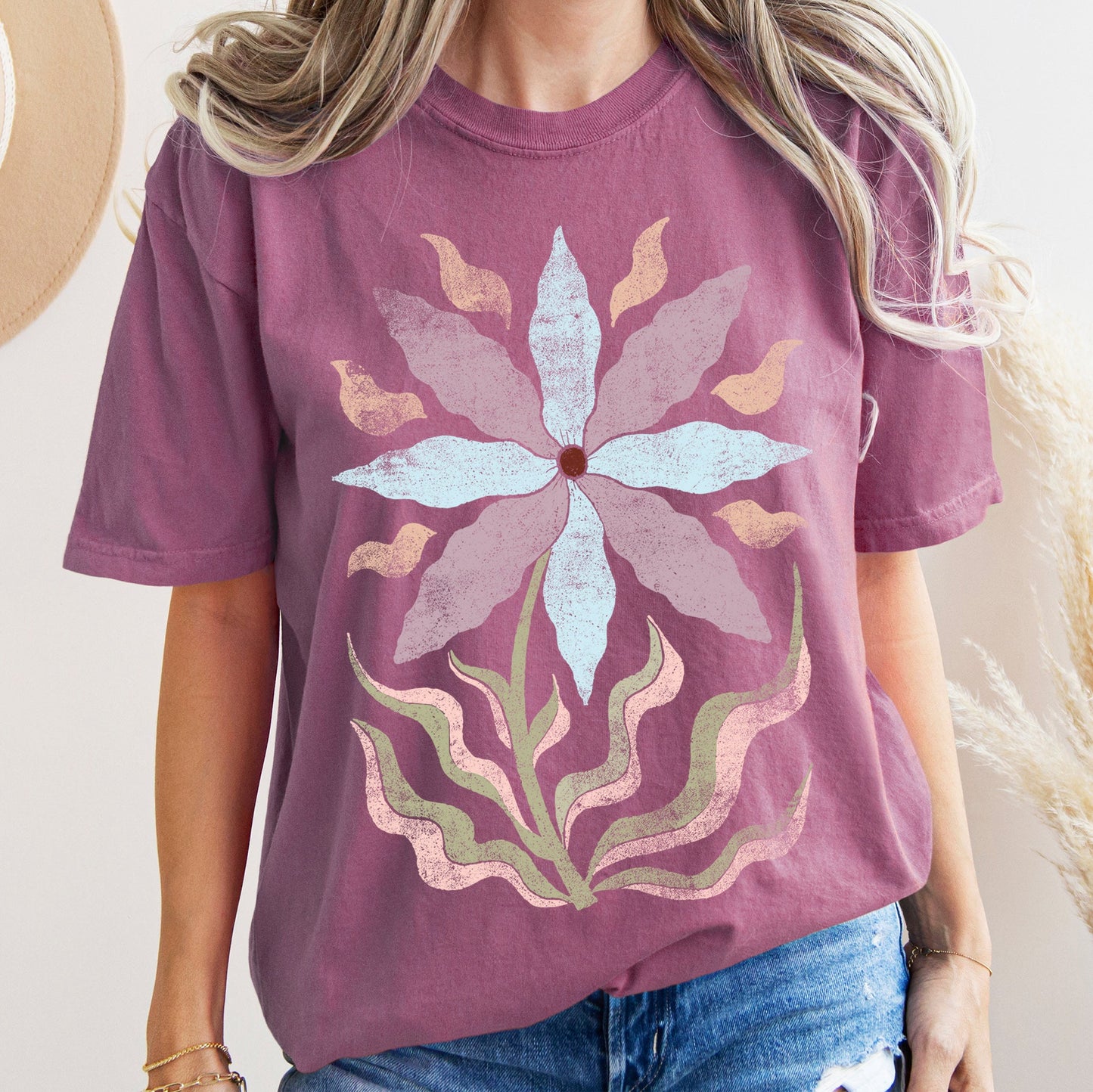 Boho Folk Art Floral Vintage Comfort Colors Tshirt