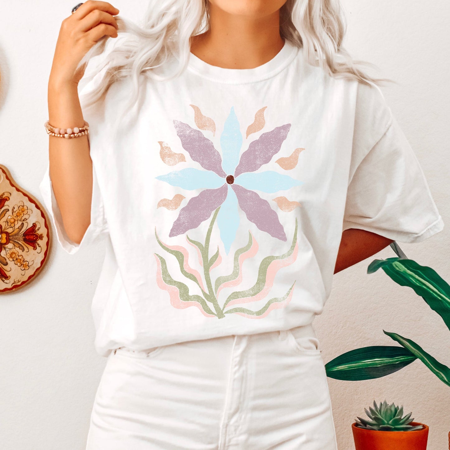Boho Folk Art Floral Vintage Comfort Colors Tshirt