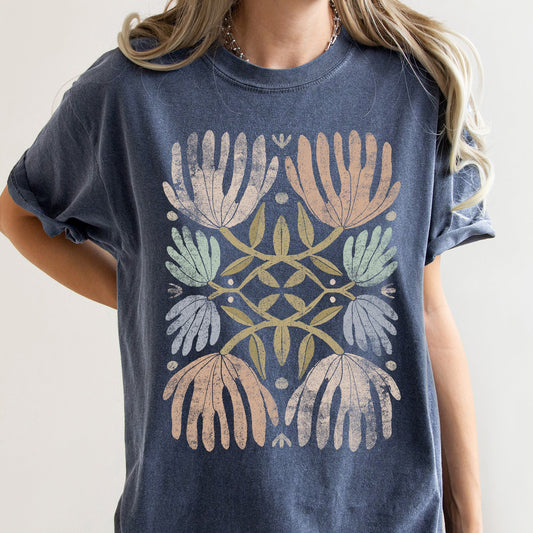 Boho Folk Art Chic Floral Comfort Colors Tshirt
