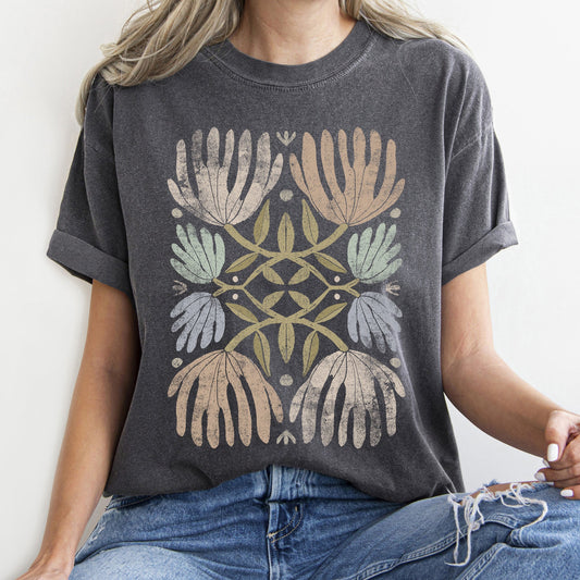 Boho Folk Art Chic Floral Comfort Colors Tshirt